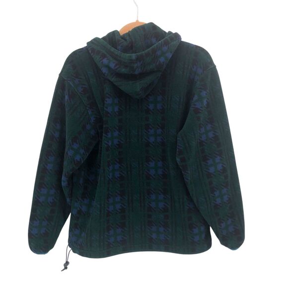Vintage LL Bean Fleece Pullover Top Womens M Hooded 1/4 Snap Green Made in USA - Picture 5 of 7